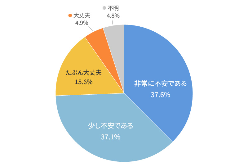 世帯主が就労不能となった場合の必要生活資金に対する安心感・不安感（2024年）