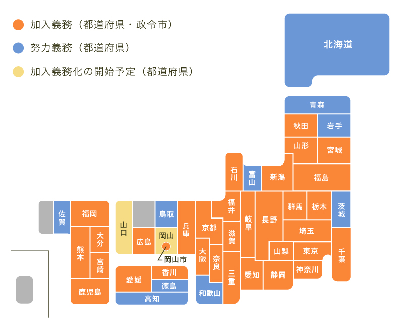 自治体の自転車保険加入の義務化に関する条例の制定状況(2024年8月現在)