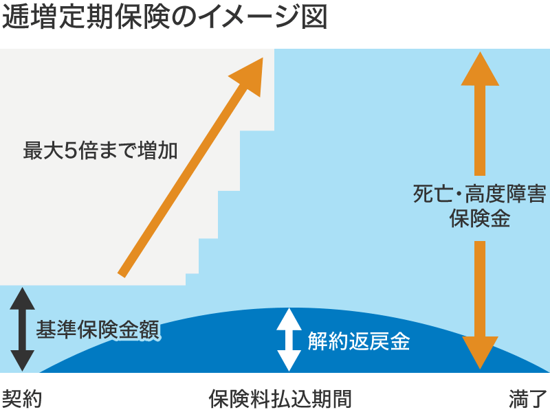 逓増定期保険のイメージ図
